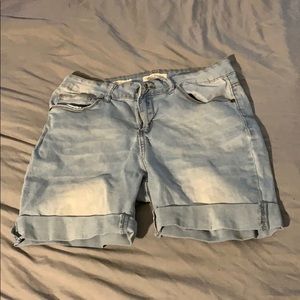 Mid Rise Denim Shorts